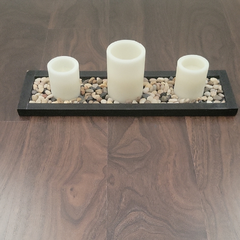 Cream and Black Candle Holder Set with Accents